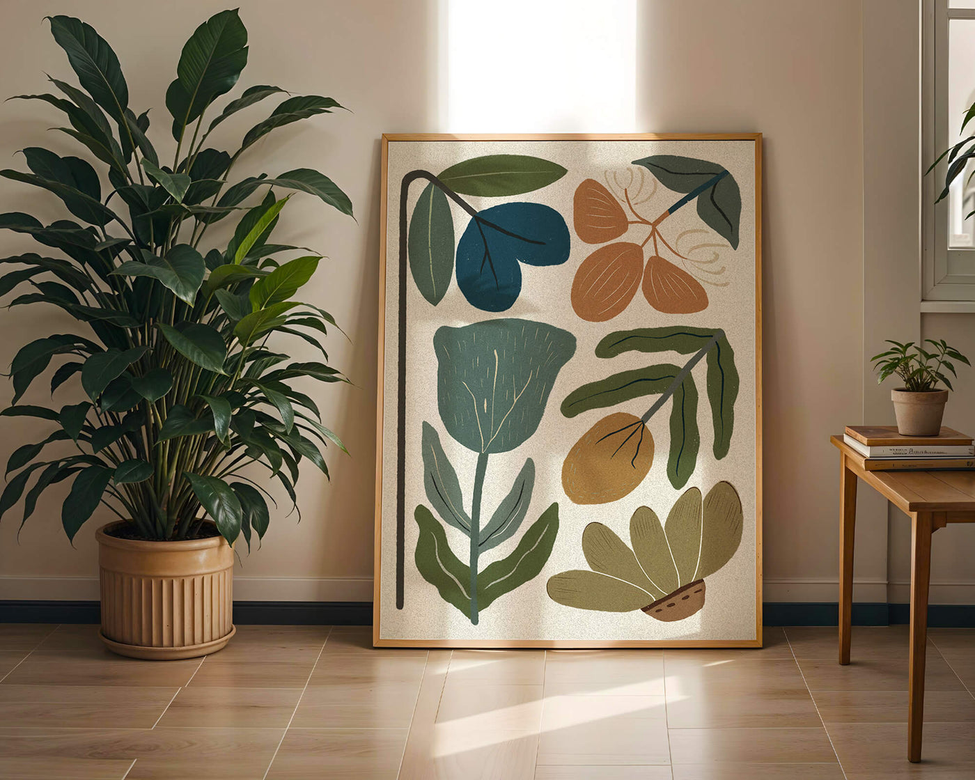 Botanical illustration with earthy and muted colors