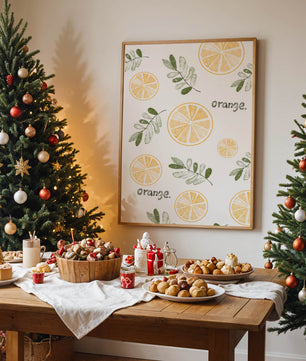 Motif avec des tranches d’orange et des feuilles vertes