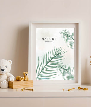 Elegant Green Palm Leaves on Textured Background - Mi tienda