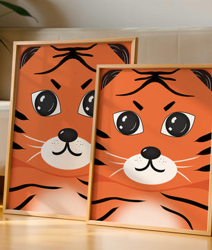 Illustration d’un visage de tigre adorable avec des traits marqués