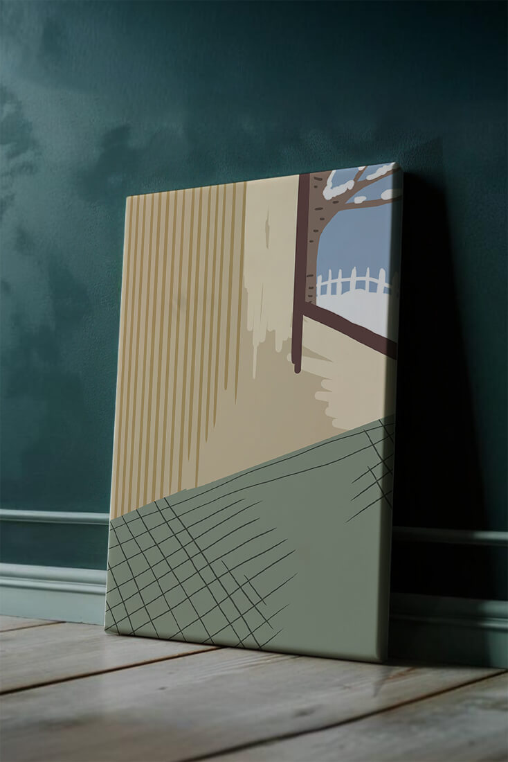 Interior Scene with Winter View Through a Window