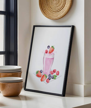 Refreshing berry smoothie with fresh strawberries and blueberries