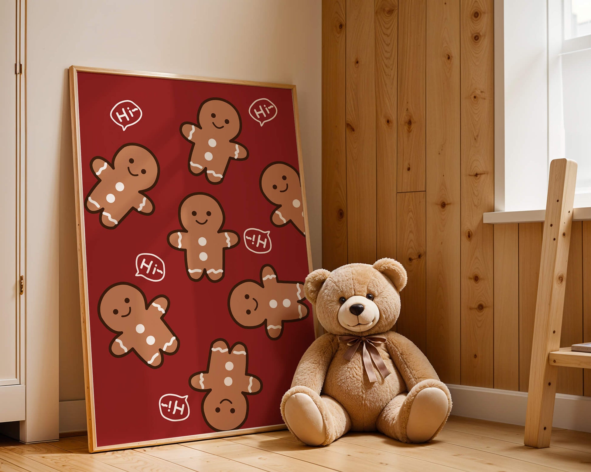 Playful gingerbread pattern with holiday greetings