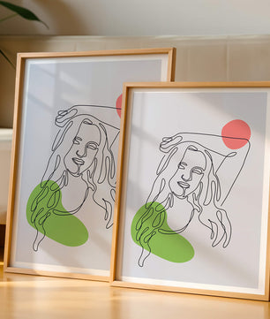 Line Art Portrait with Abstract Shapes in Minimalist Style - Mi tienda