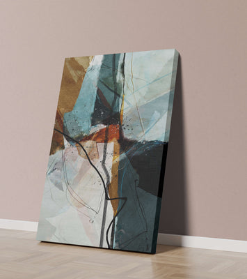 Abstract watercolor artwork with dynamic lines and colors