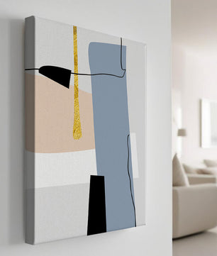 Abstrakte geometrische Kunst mit blauen und goldenen Akzenten