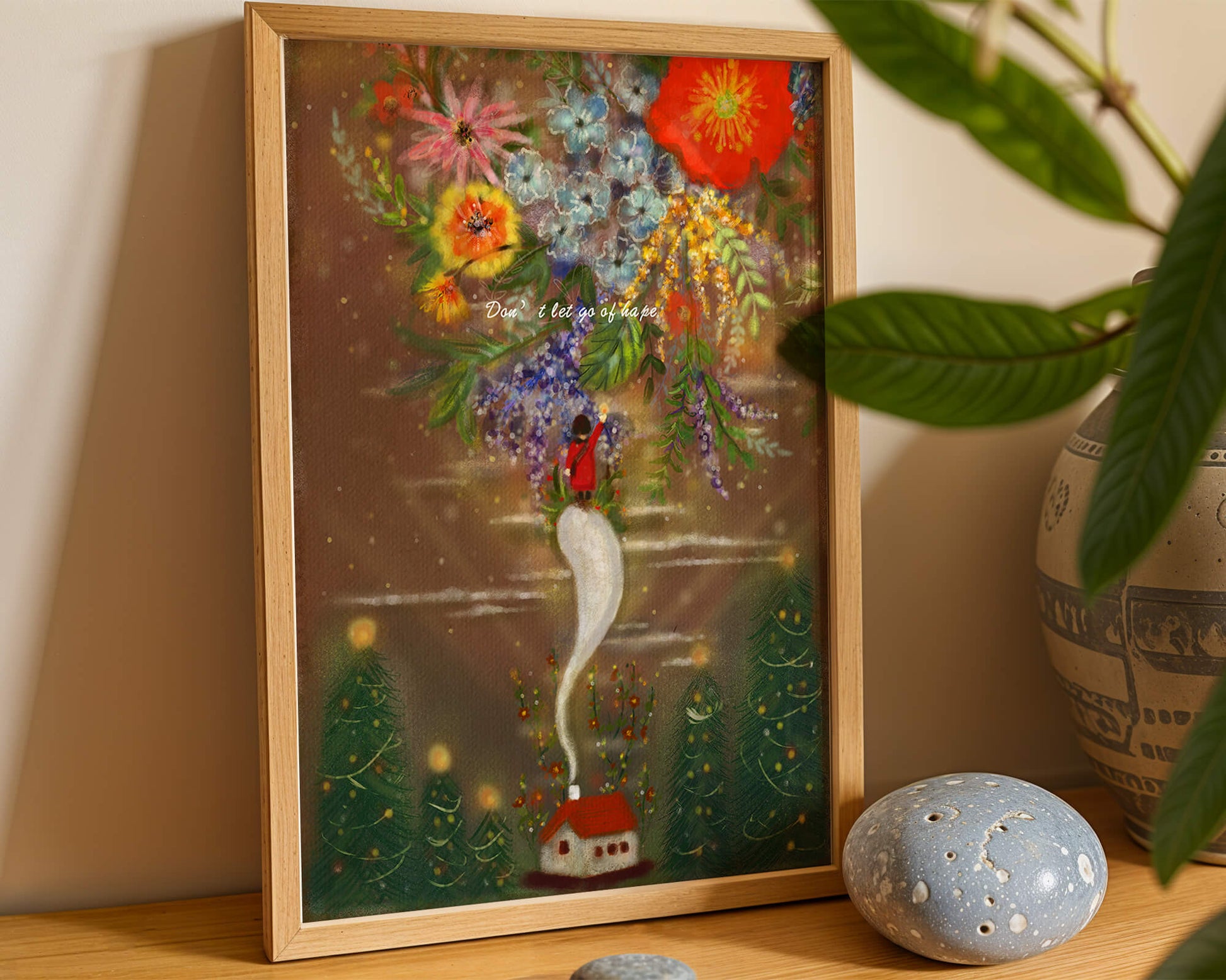 Charming illustration of floral fantasy scene