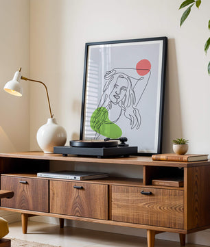 Line Art Portrait with Abstract Shapes in Minimalist Style - Mi tienda