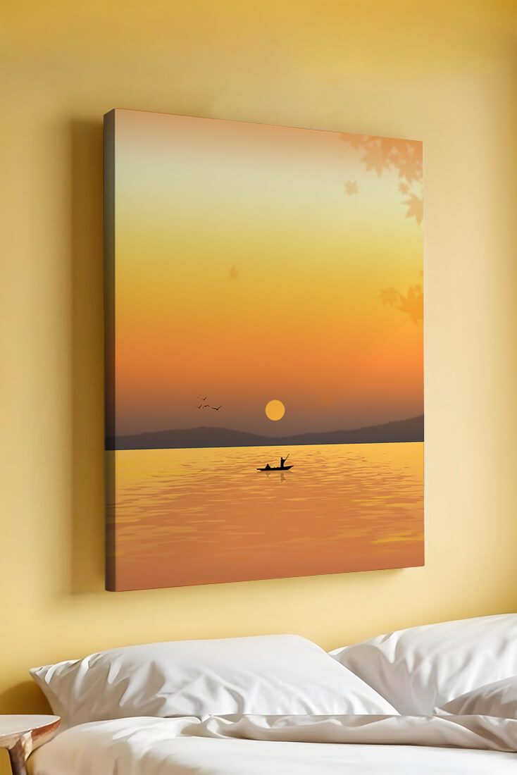 Serene Sunset with Canoeing on a Tranquil Lake
