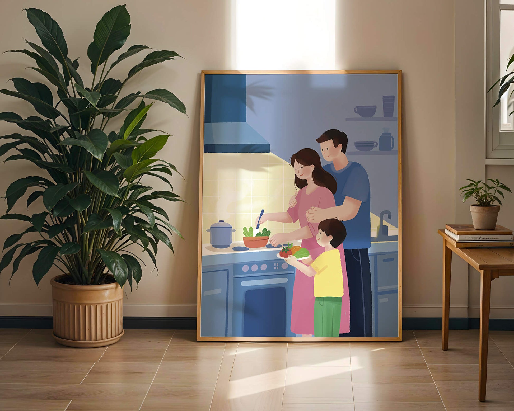 Family Cooking Together in a Modern Kitchen