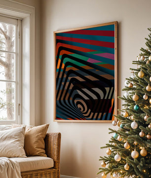Arte abstracto geométrico colorido con rayas concéntricas