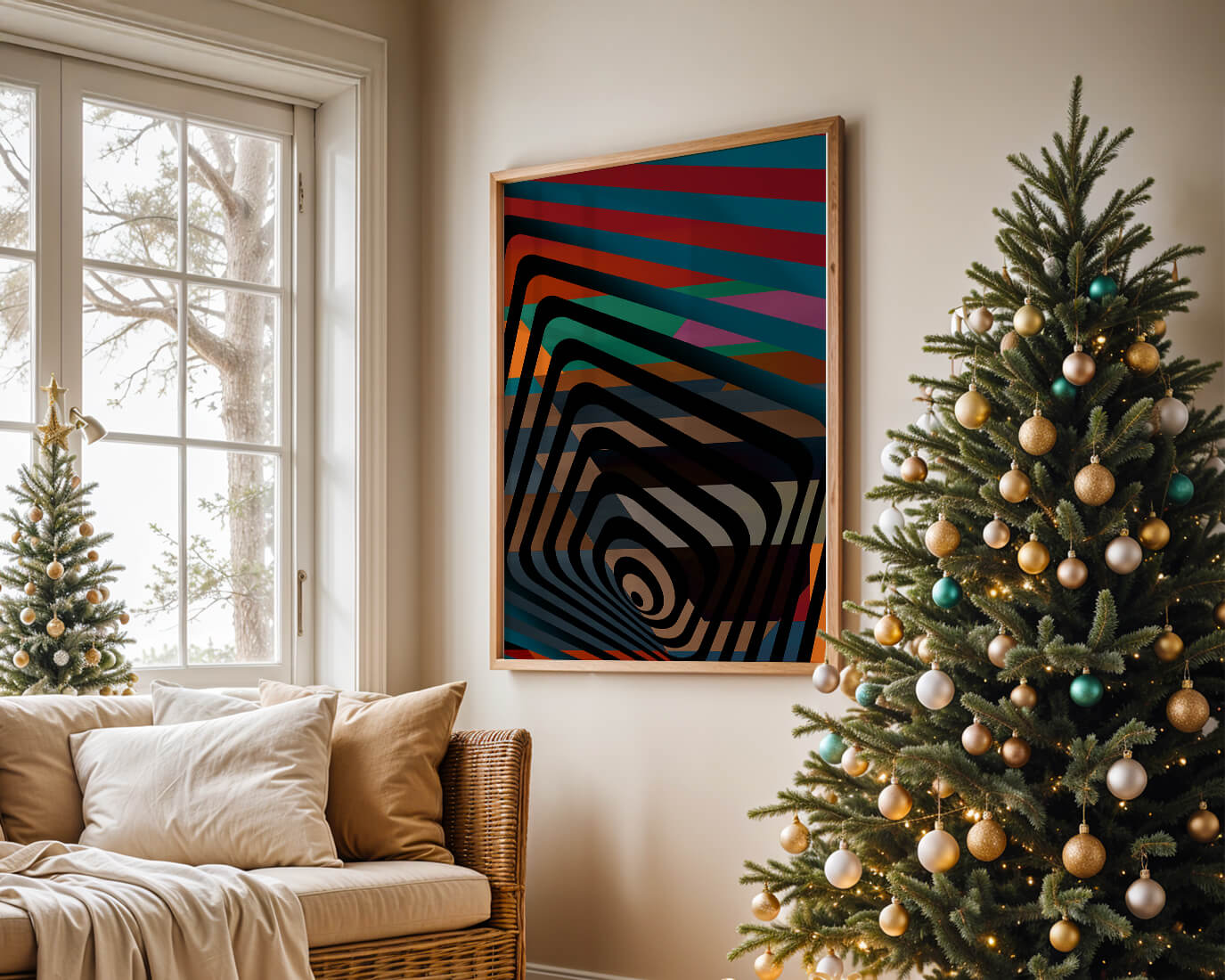 Colorful Geometric Abstract Art with Concentric Stripes