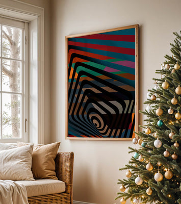 Colorful Geometric Abstract Art with Concentric Stripes