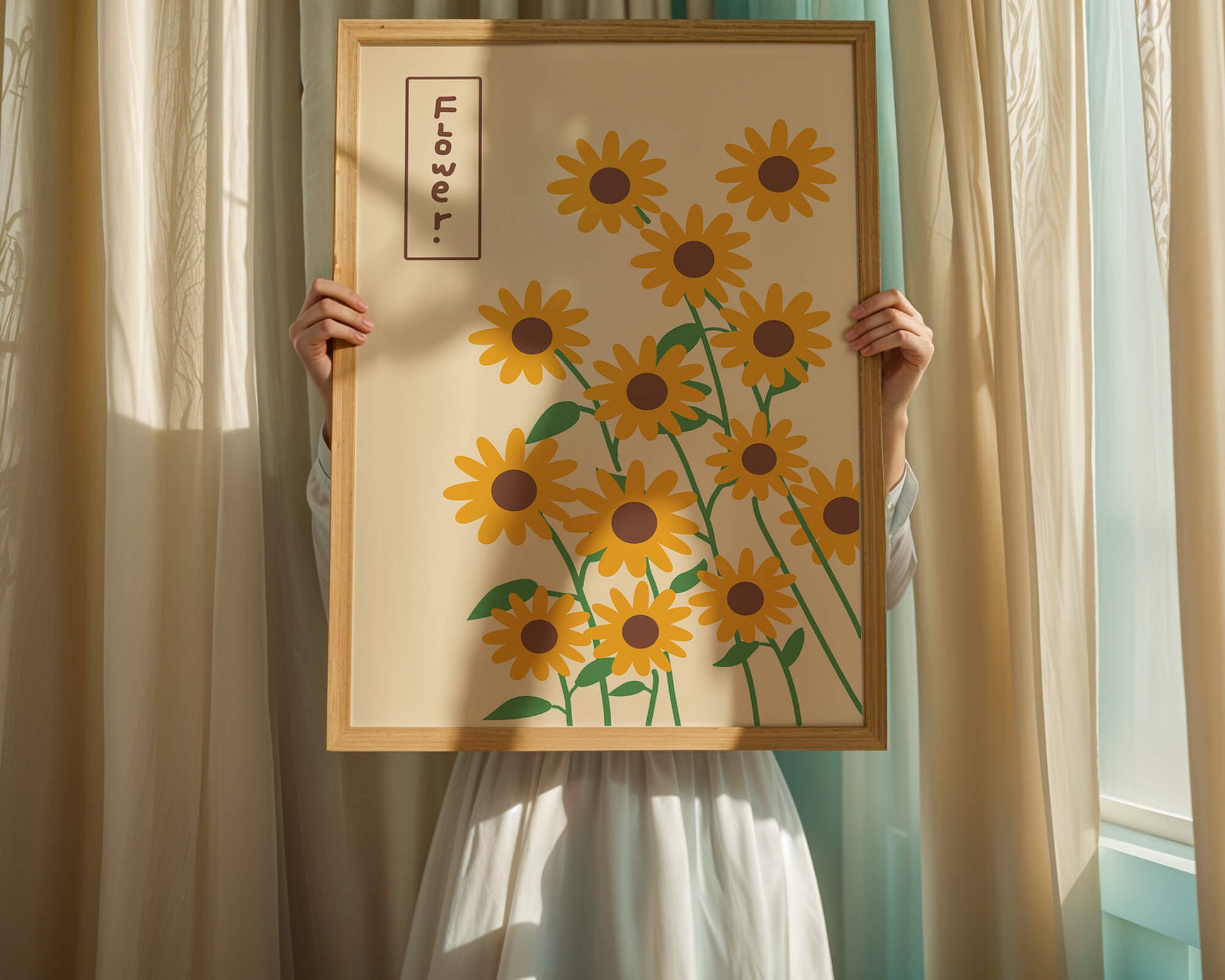 Sunflower illustration on a beige background
