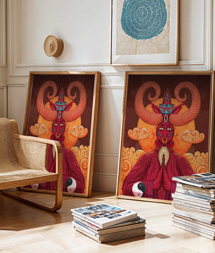 Mythical creature artwork with intricate patterns and symbolism