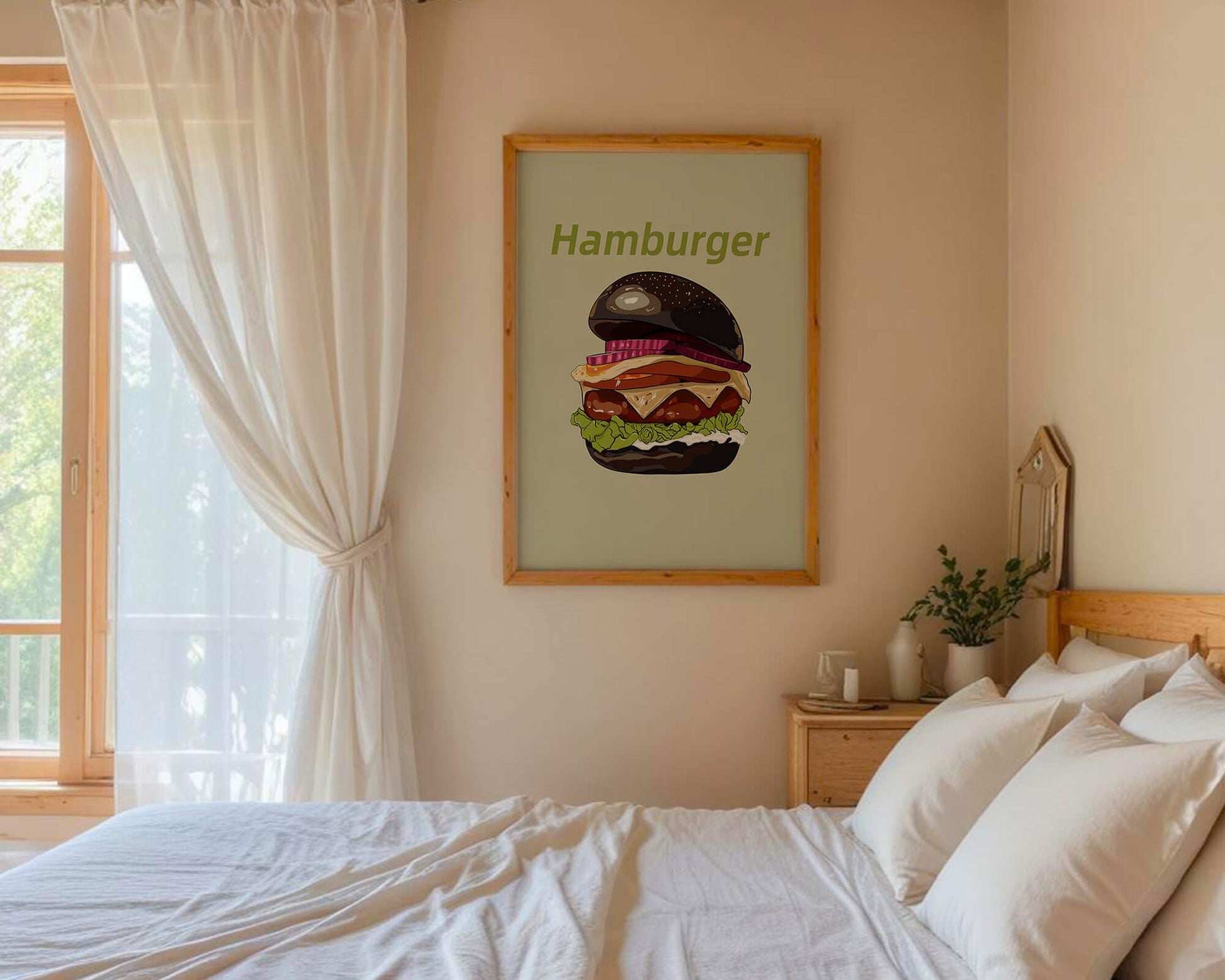 Delicious hamburger illustration with vibrant ingredients