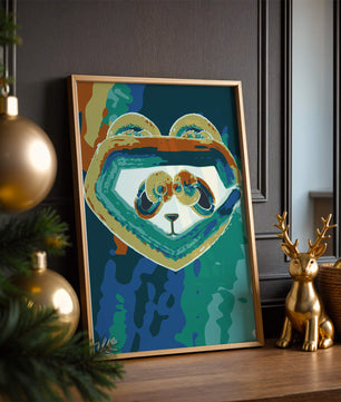 Art abstrait coloré de panda avec des motifs vibrants