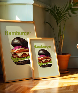 Delicious hamburger illustration with vibrant ingredients