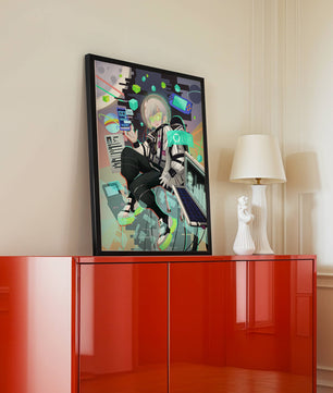 Conception de personnage numérique futuriste dans un décor spatial de science-fiction