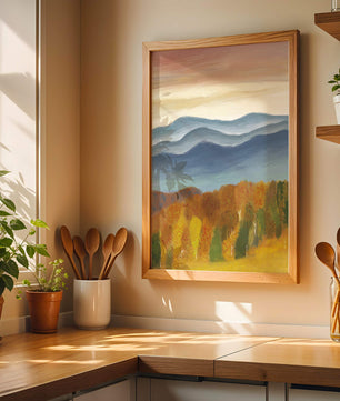 Autumn Mountain Landscape with Vibrant Trees and Colorful Sky