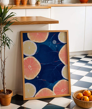 Frutas cítricas coloridas sobre fondo oscuro de hojas