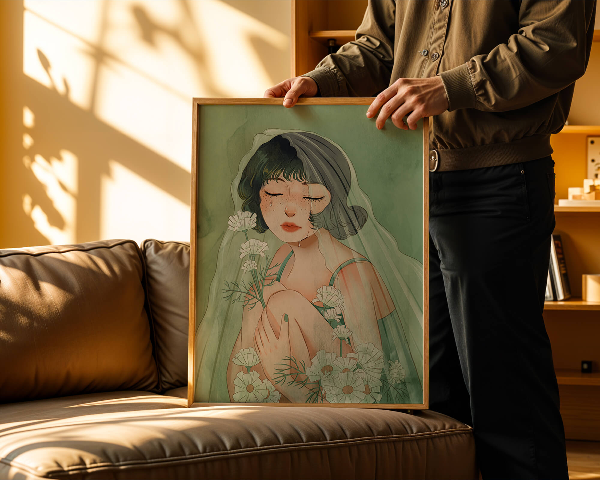 Emotional illustration of a woman surrounded by flowers
