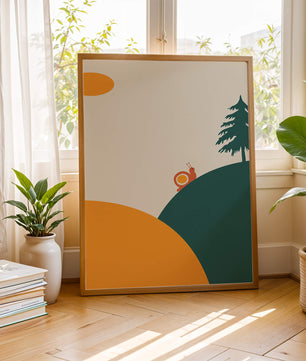 A Snail Climbing a Hill in Minimalist Nature Art - Mi tienda