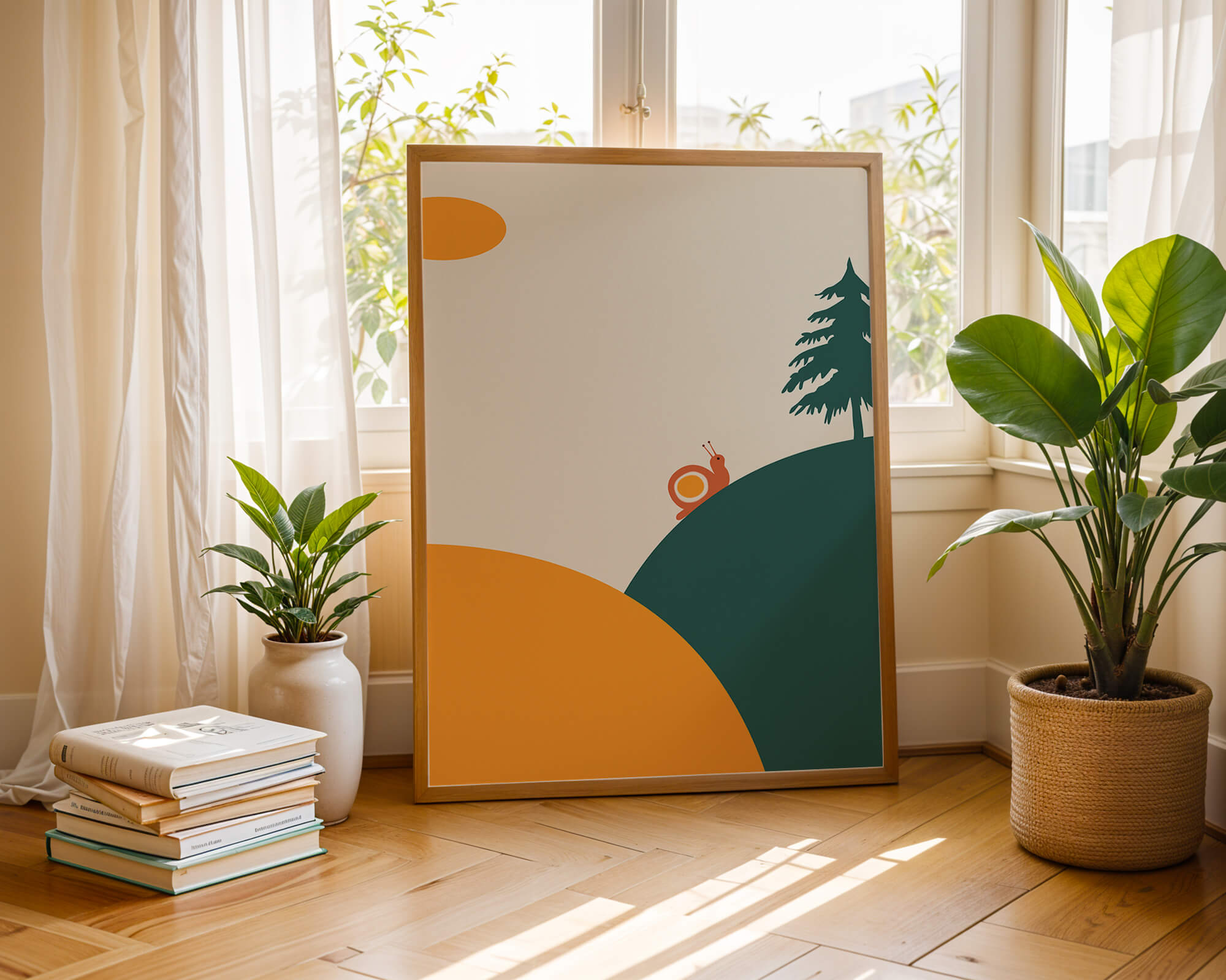 A Snail Climbing a Hill in Minimalist Nature Art - Mi tienda