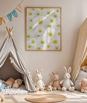 White Daisies Pattern with Yellow Centers