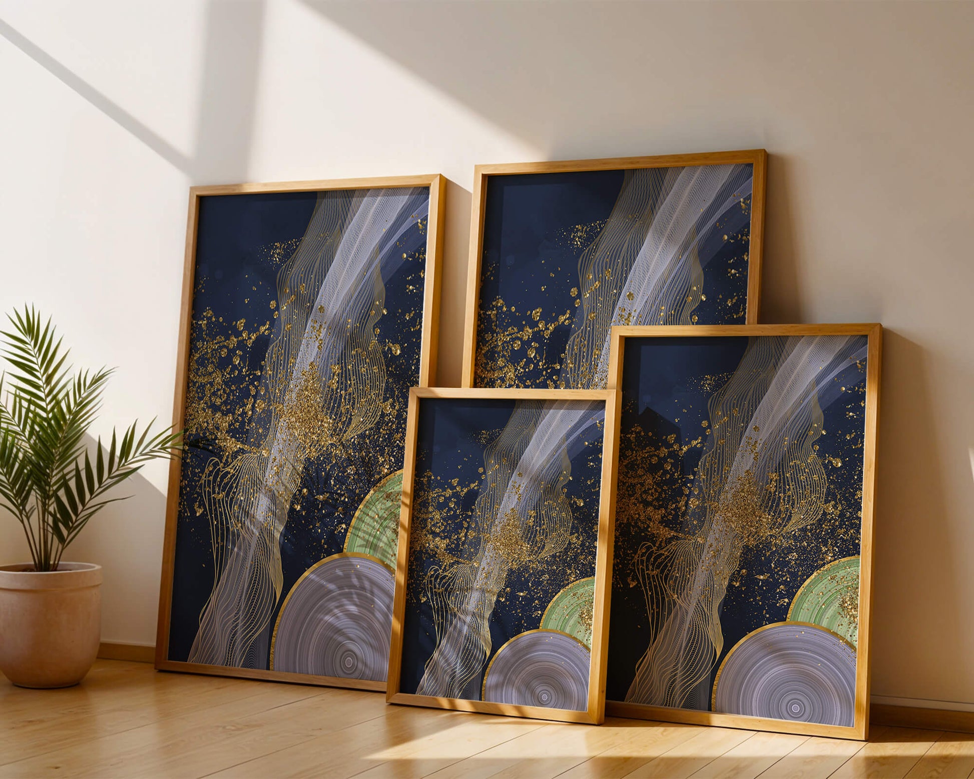 Abstract swirl with gold accents on dark background