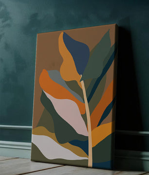 Abstract Botanical Illustration with Earthy Tones and Organic Shapes