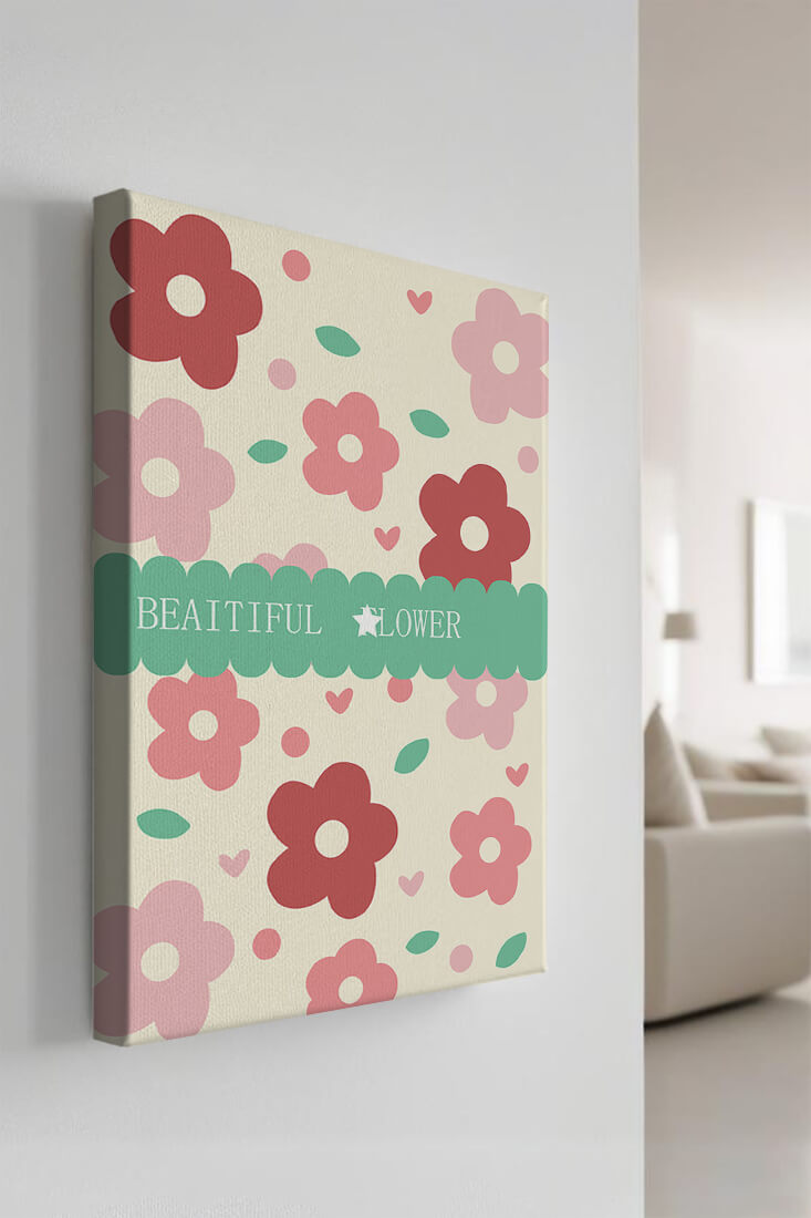 Floral pattern with retro color design and decorative text