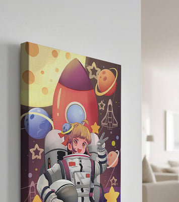 Astronaut Girl Illustration with Space Theme