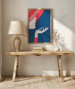 Elegant Woman with Red Hat and Stylized Hand - Mi tienda