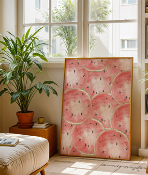 Watercolor watermelon slice pattern full of vibrant summer vibes