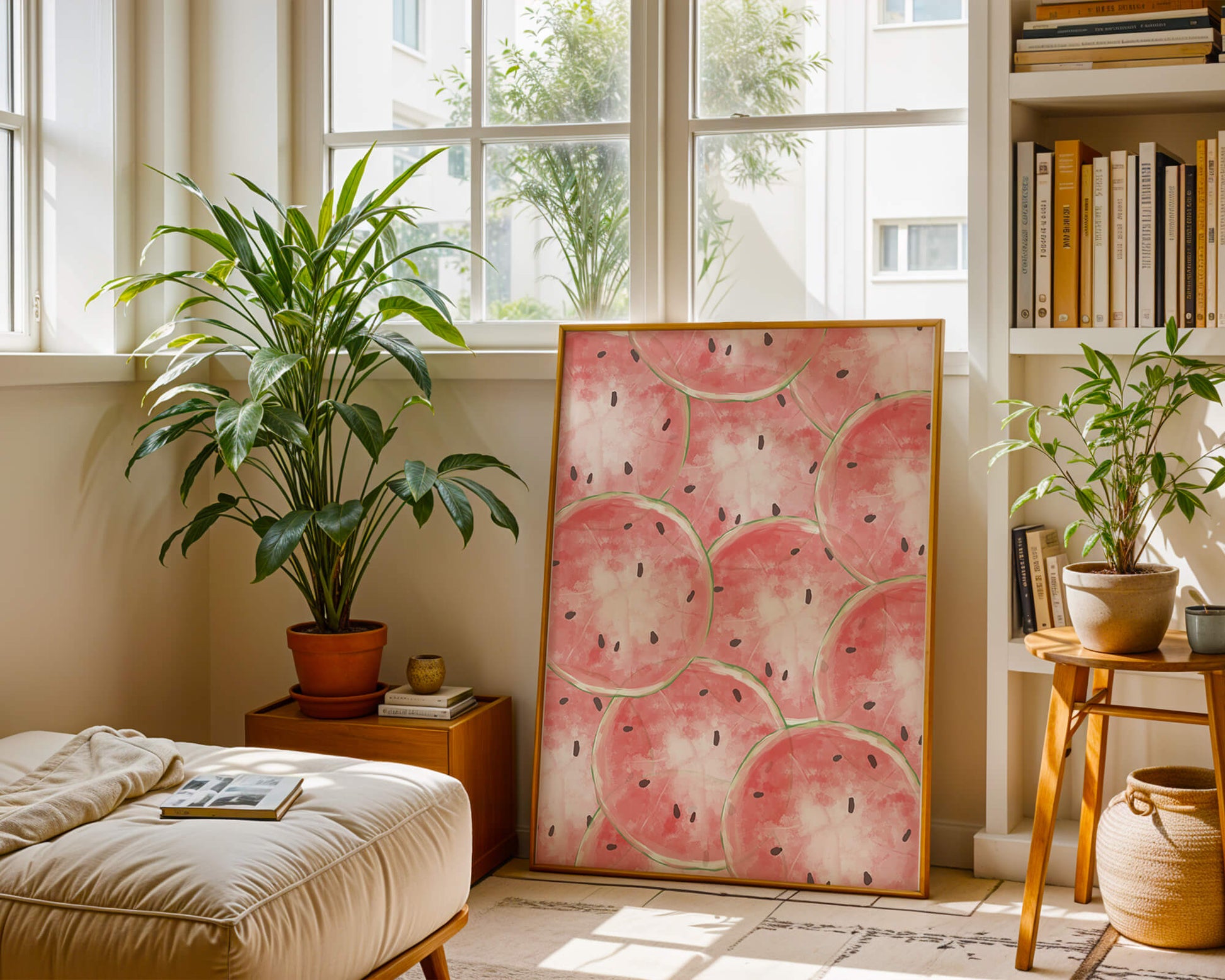 Watercolor watermelon slice pattern full of vibrant summer vibes