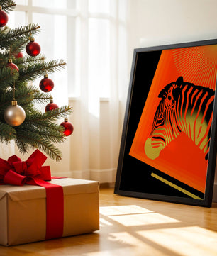 Abstract Zebra with Vibrant Colors and Golden Elements