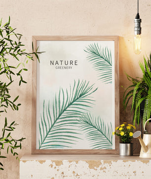 Elegant Green Palm Leaves on Textured Background - Mi tienda