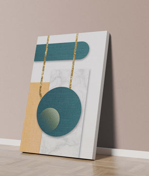 Abstract geometric design with gold accents and textured elements
