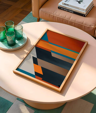 Arte abstracto geométrico con colores llamativos y formas dinámicas