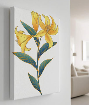 Elegante goldene Lilienillustration mit komplizierten Blattdetails
