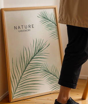 Elegant Green Palm Leaves on Textured Background - Mi tienda