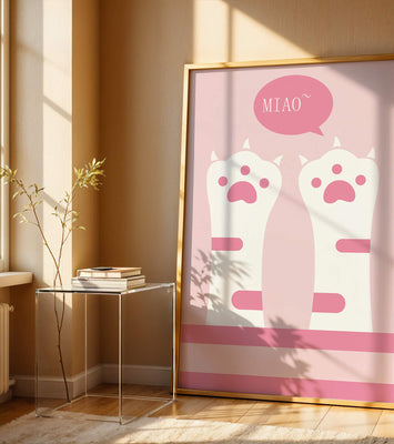 Playful cat paws illustration with speech bubble saying 