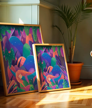 Selva surrealista onírica con mujer dormida