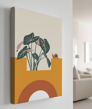 Abstract Botanical Art with Snail and Geometric Shapes - Mi tienda