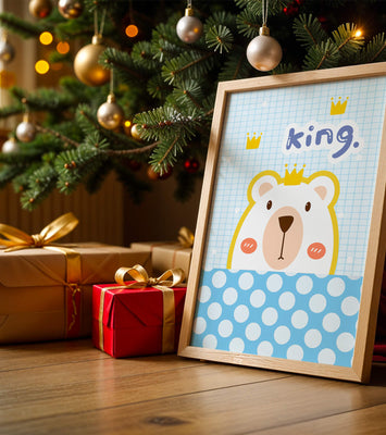 Adorable bear illustration with crown and playful text