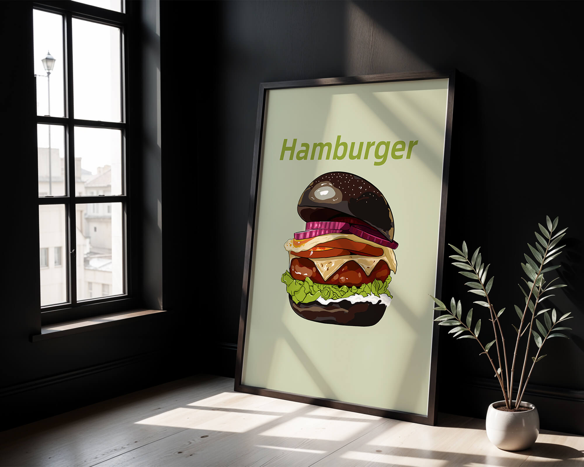 Delicious hamburger illustration with vibrant ingredients