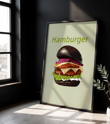 Delicious hamburger illustration with vibrant ingredients