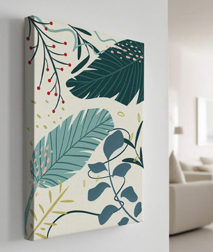 Abstract Botanical Illustration with Colorful Leaf Patterns