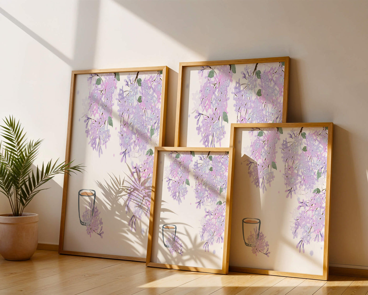 Elegant floral illustration with lilac blossoms and delicate branches